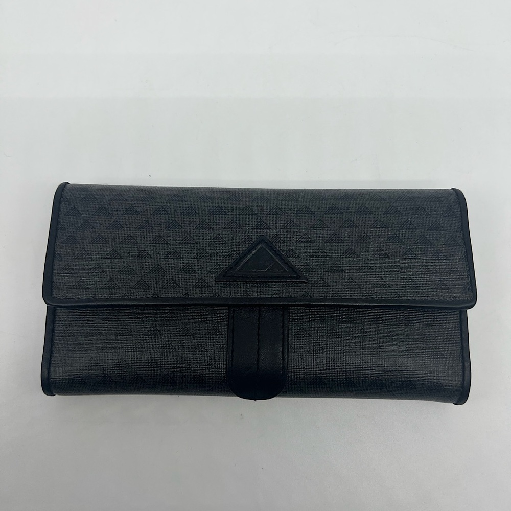 LIZ CLAIBORNE Vintage Vinyl Black Leather Trim Made in Korea Wallet Checkbook